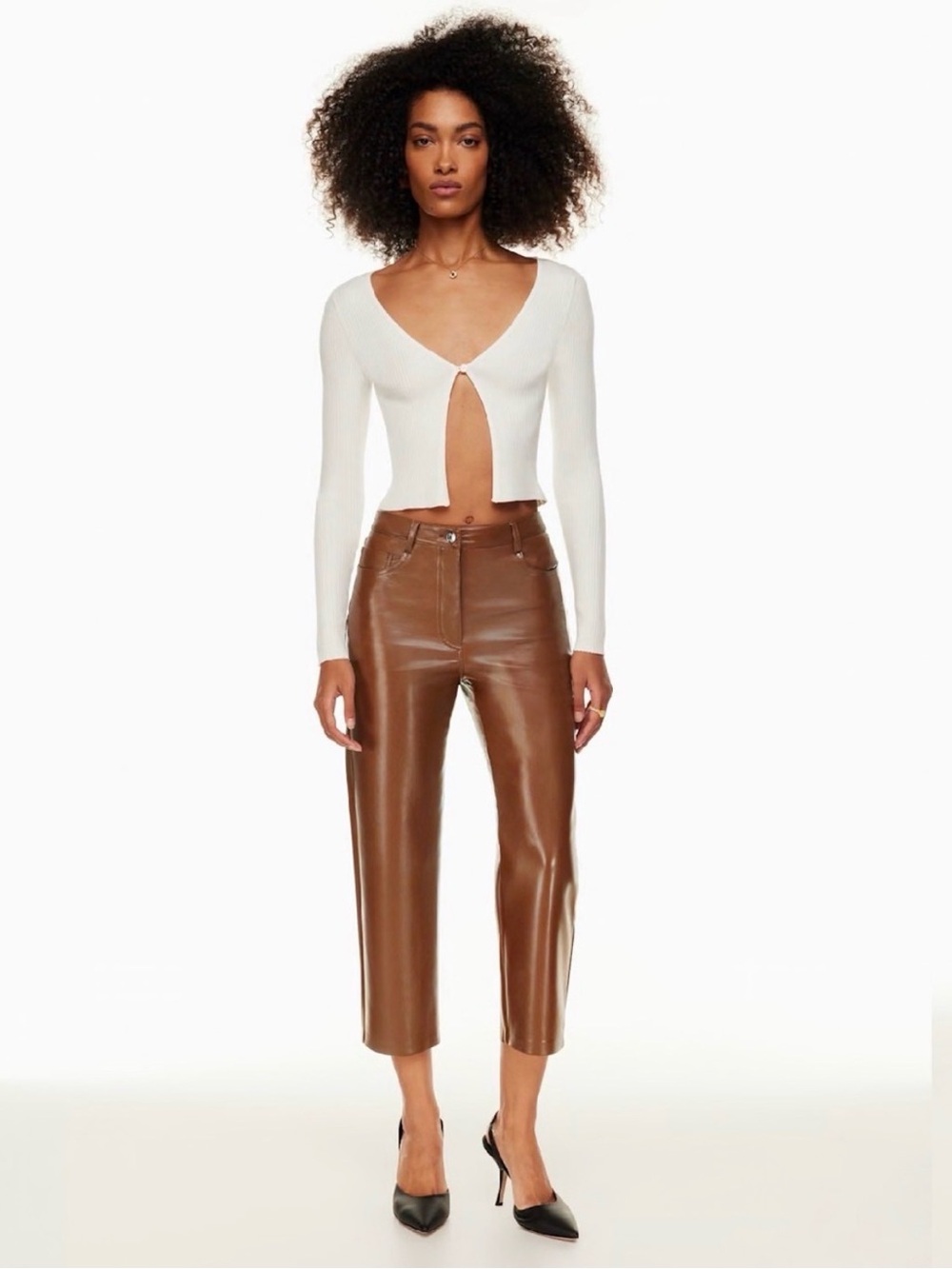 Aritzia Wilfred Melina Cropped Vegan Leather Pants Black Size 4